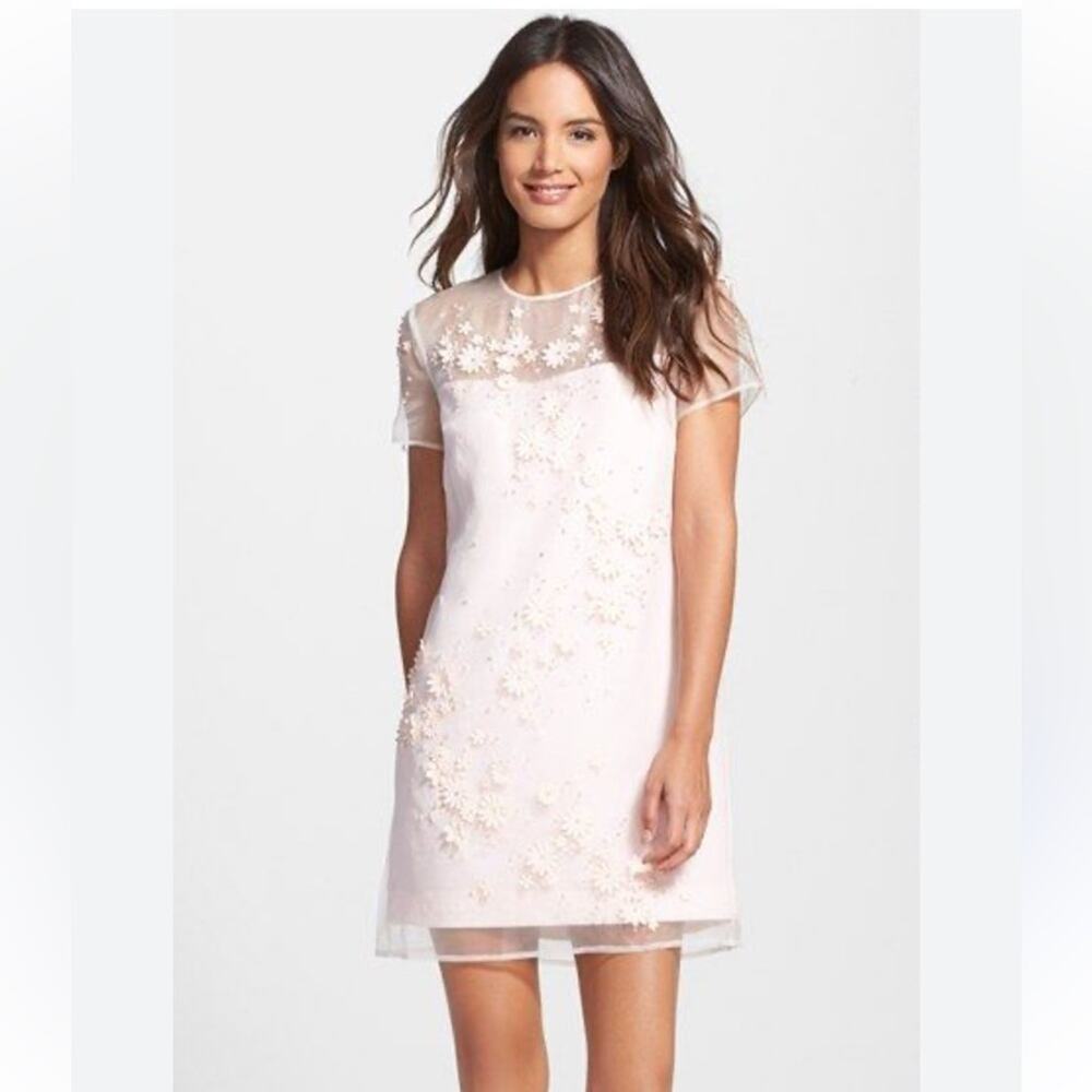 Ted Baker Pink Floral Findon Embellished Silk Organza Dress Size 4
